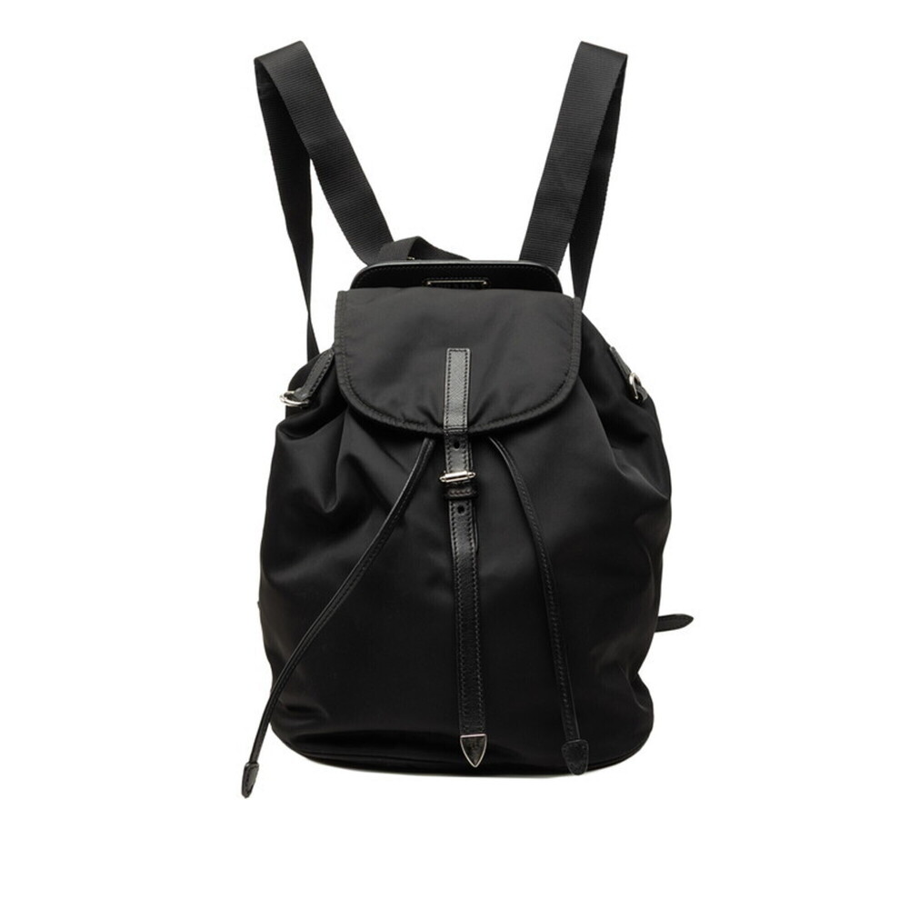 Prada Logo Backpack, Black Nylon Leather, Women's PRADA